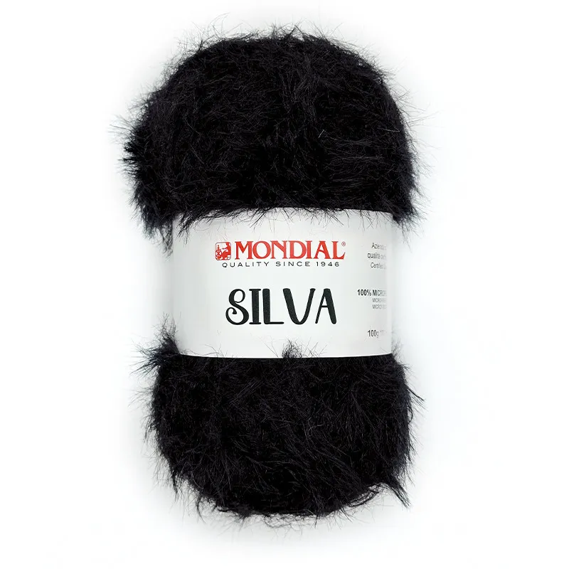 Lana mondial silva  microfibra pelo largo  Negro