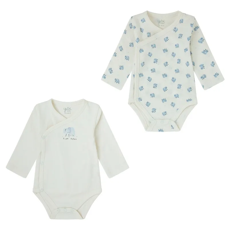 Bodys Bebé manga larga Yatsi 1 m Blanco/Celeste