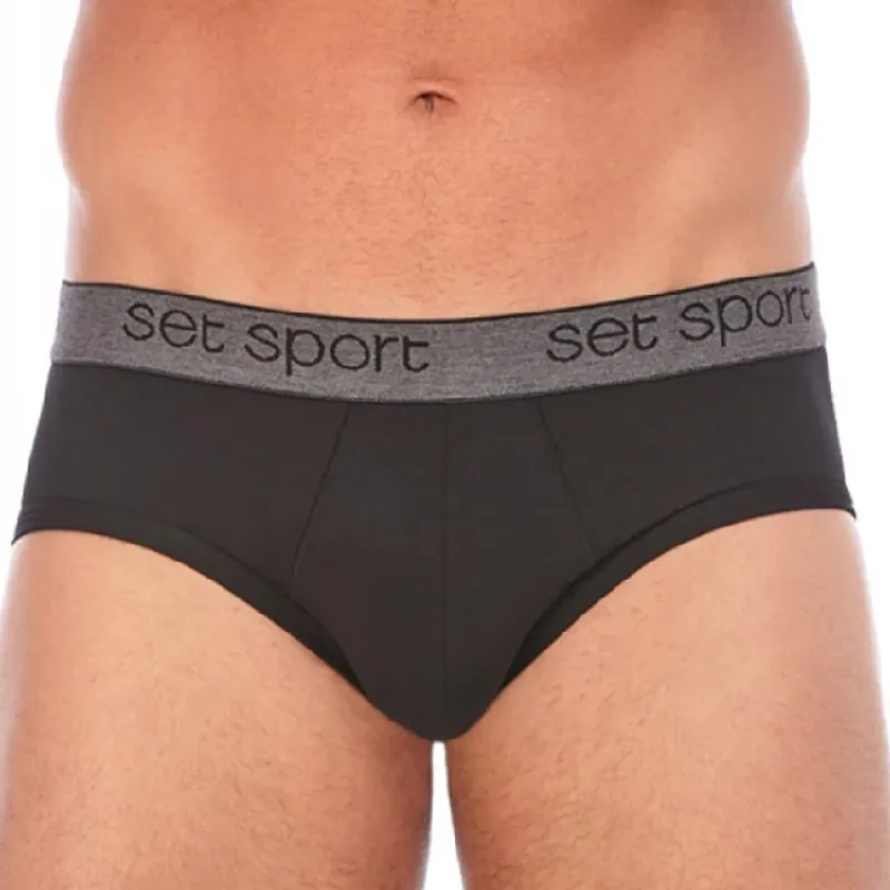 Slip algodón con cintura elástica Set Sport L Negro