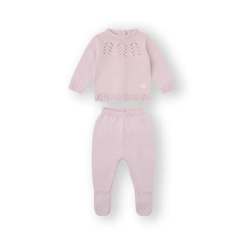 Conjunto lana bebé 0 m Rosa Palo