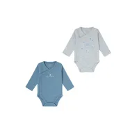 Bodys Bebe algodón abiertos Yatsi. Pack de 2 6 m Gris/Azul