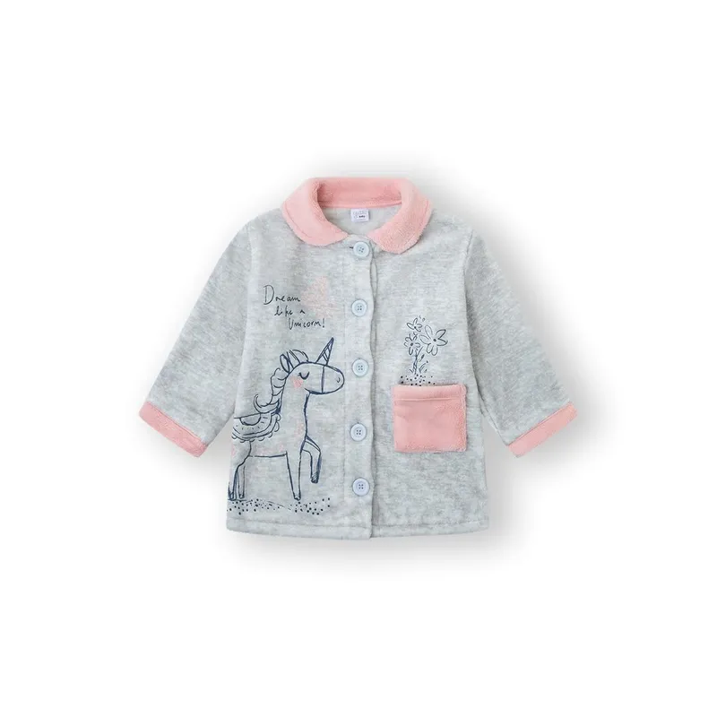 Bata coralina bebé gris-rosa unicornio 24 m