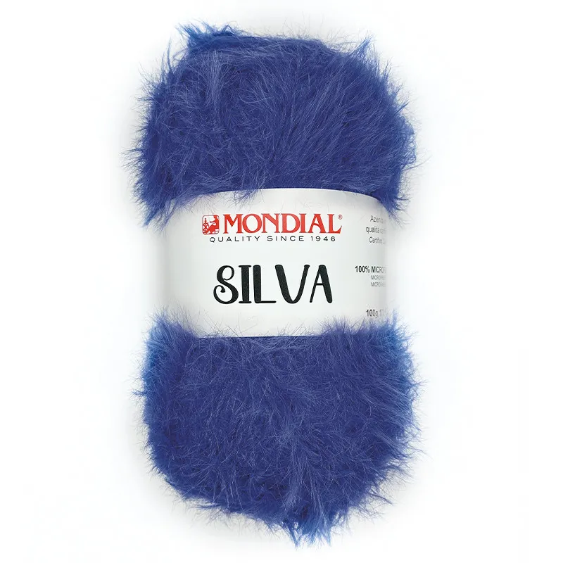Lana mondial silva  microfibra pelo largo  Azul