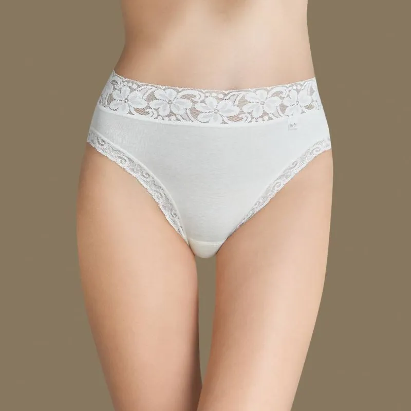 Braguita midi algodón con encaje E Blanco