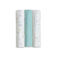 Pack de 3 gasas 80x80 elefantes y estrellas Rosa
