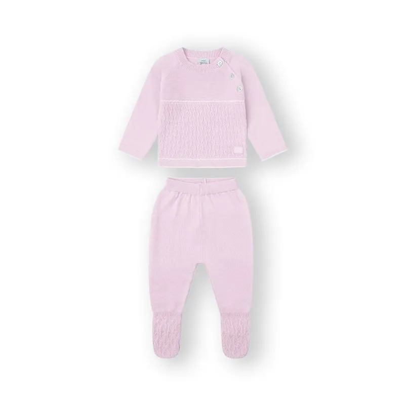 Conjunto punto bebé 0 m Rosa