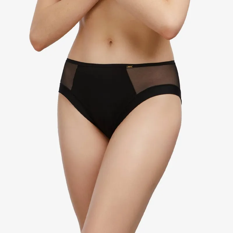 Braguita midi de microfibra y tul E Negro