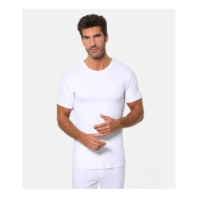 Camiseta Abanderado termal manga corta y cuello redondo. 2XL Blanco