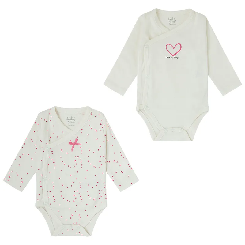 Bodys Bebé manga larga abierto Yatsi. Pack de 2. 1 m Blanco/Rosa