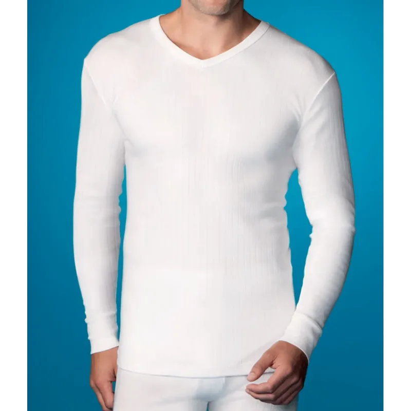Camiseta Abanderado manga larga termal, cuello pico 3XL Blanco