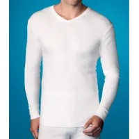 Camiseta Abanderado manga larga termal, cuello pico L Blanco
