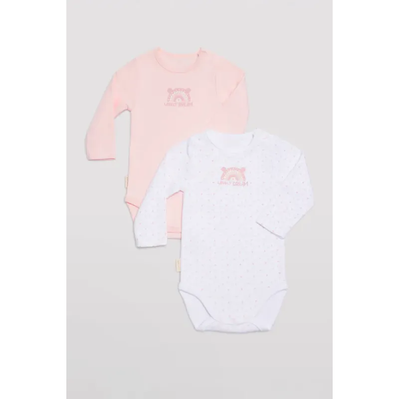 Bodys bebé manga larga rosa y blanco. Pack de 2. Ysabel Mora. 1 m Blanco/Rosa