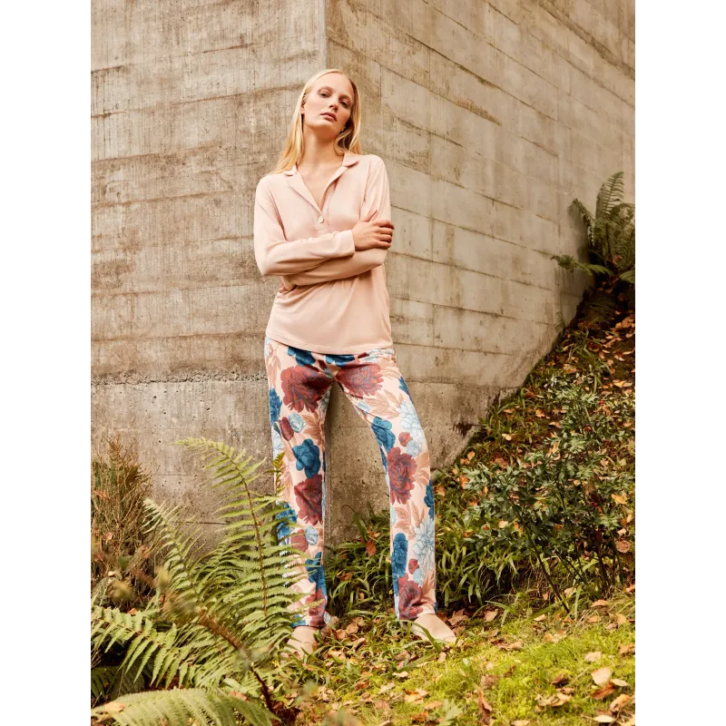 Pijama sra punto estampado floral, Gisela XL
