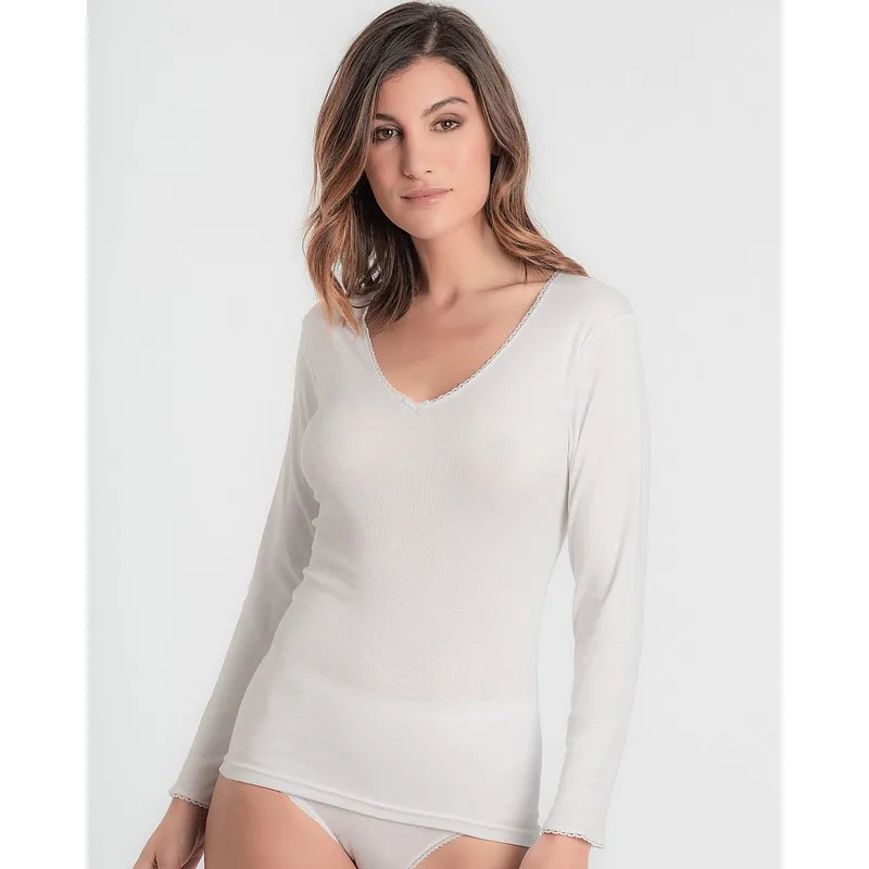 Camiseta Thermal manga corta mujer XL Blanco
