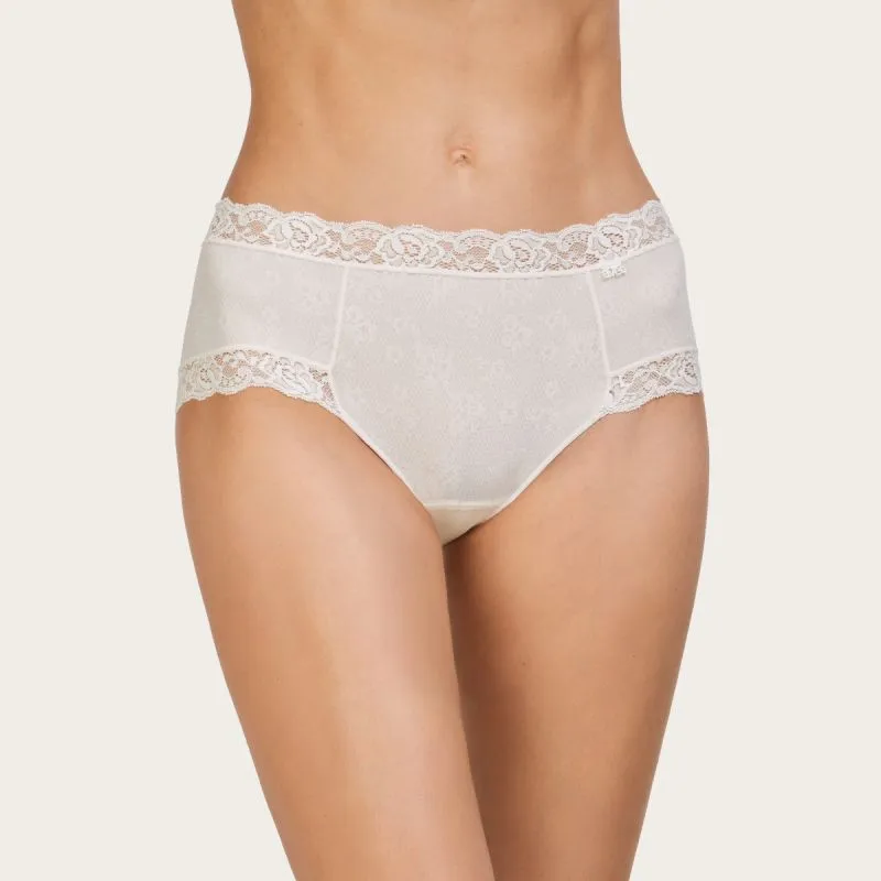 Braga hipster de microfibra con jacquard floral y blonda. AVET M Pétalo