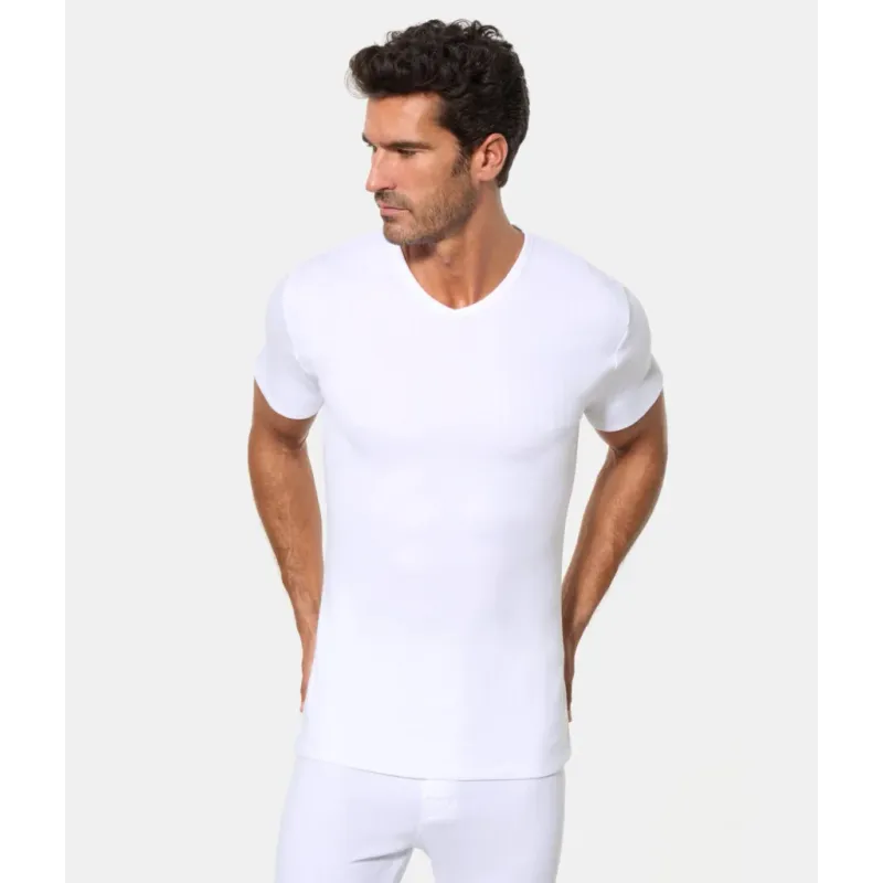 Camiseta Abanderado termal manga corta y cuello pico L Blanco