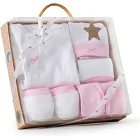 Set de regalo 5 piezas para recién nacido. Interbaby mod. Topos  0/6m Rosa