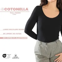 Camiseta manga larga y cuello redondo Mujer Cotonella M Negro