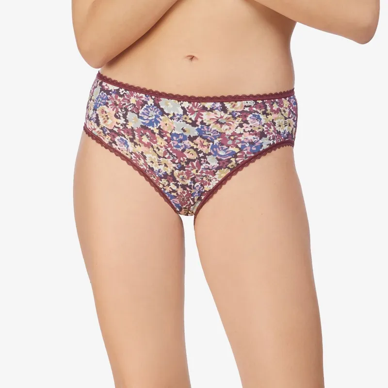Braguita midi algodón con puntilla L Granate