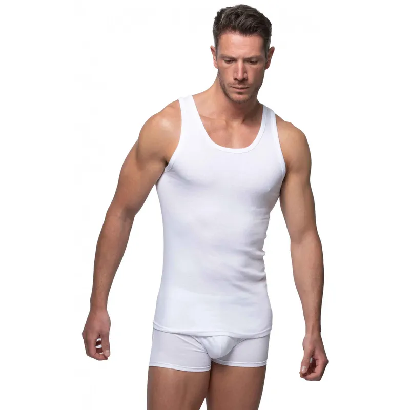 Pack 2 Camiseta Tirante Hombre Algodón Abanderado XL Blanco