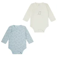 Bodys Bebe algodón abiertos Yatsi. Pack de 2 1 m Blanco/Celeste