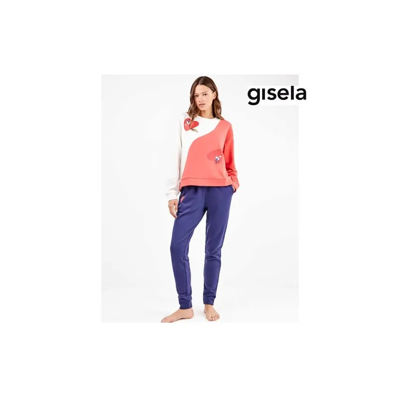 Pijama en felpa perchada motivos corazones, Gisela L