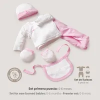 Set de regalo 5 piezas para recién nacido. Interbaby mod. Topos  0/6m Rosa