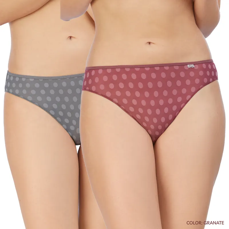 Braguitas Bikini Microfibra Pack-2 M Gris-Granate