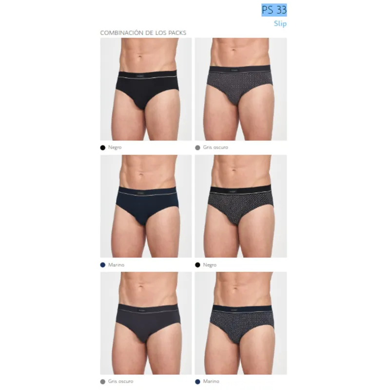 Pack 2 Slip Hombre Don Algodón L Gris Oscuro
