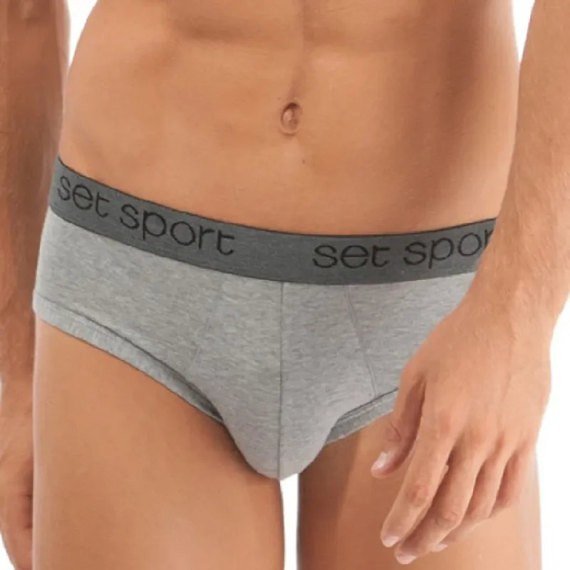 Slip algodón con cintura elástica Set Sport L Gris