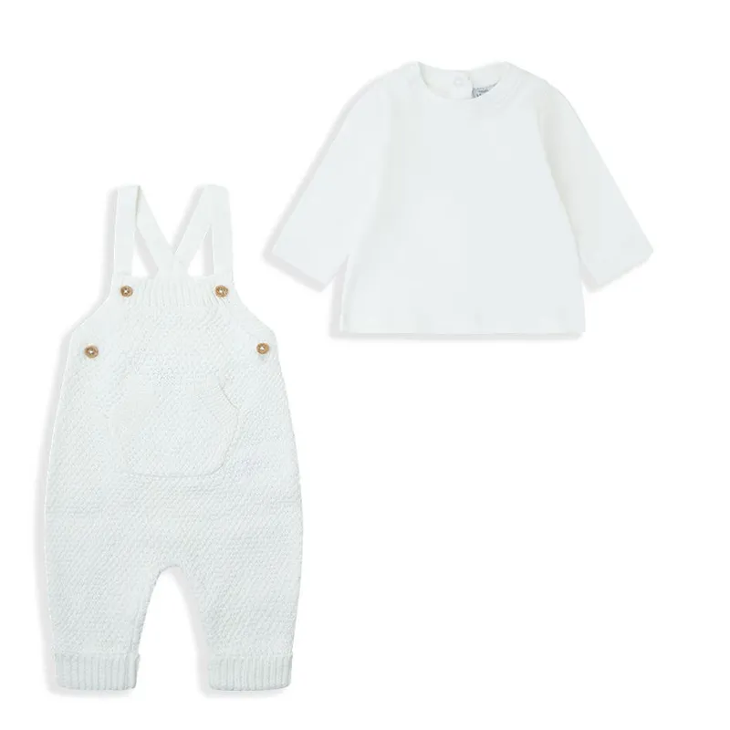 Conjunto peto largo tricot, yatsi Marfil 6m