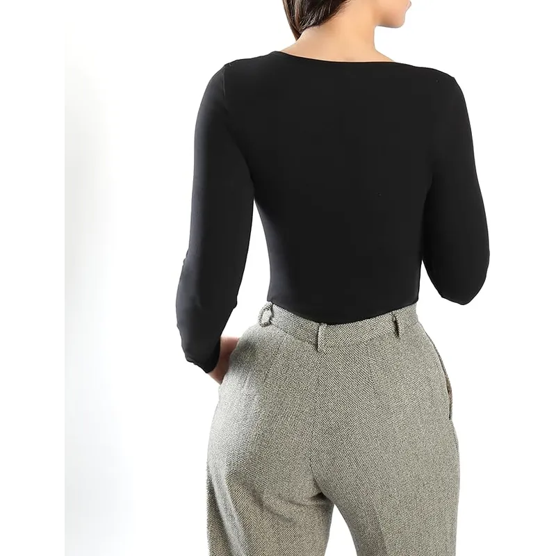 Camiseta manga larga y cuello redondo Mujer Cotonella XL Negro