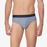 Slip de rayas con cintura elástica L Azul