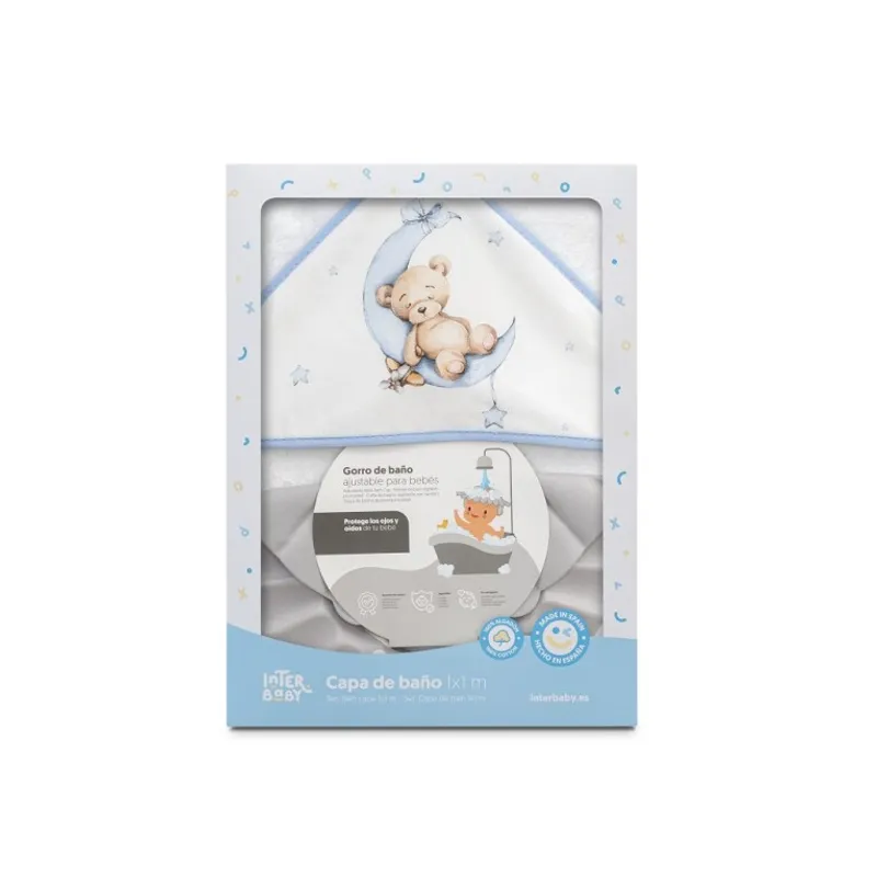 Capa de baño con gorro blanco - gris
