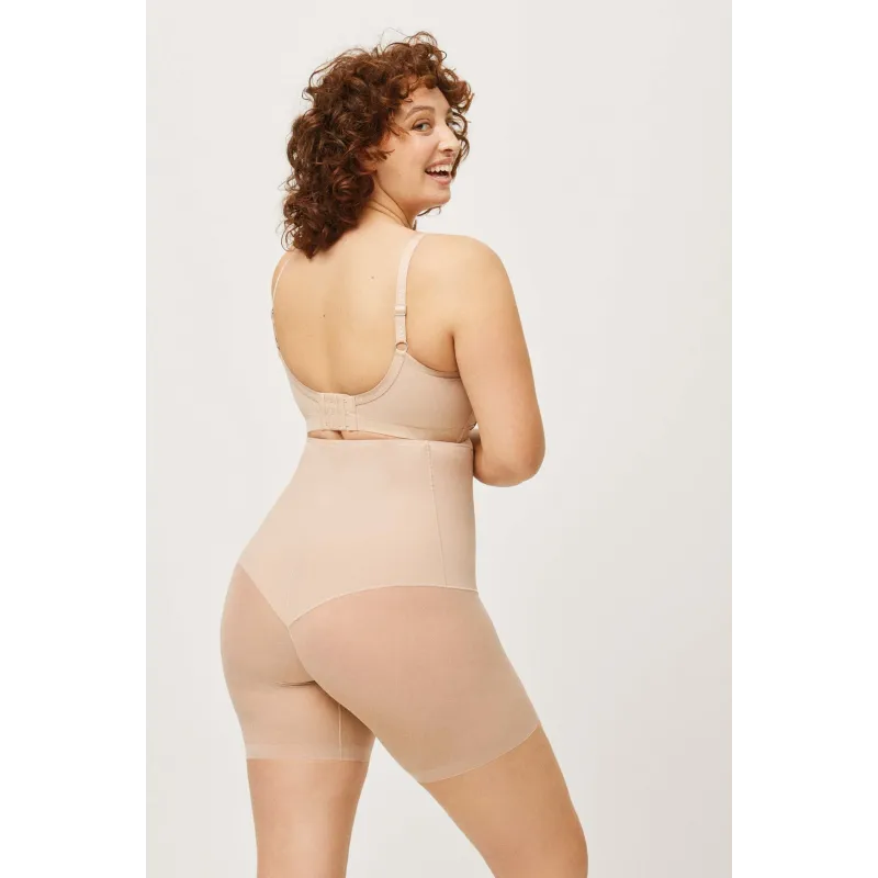 Faja alta abdominal reductora tejido de tul compresión media nude 2XL Visón