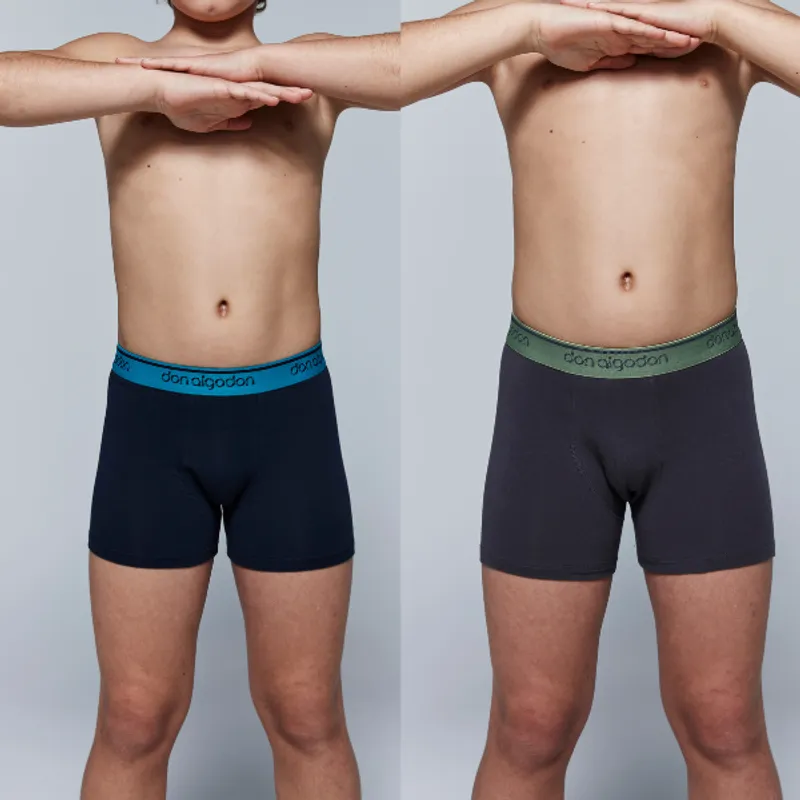 pack de 2 boxer de niño Don Algodón 10/12 Gris/Marino