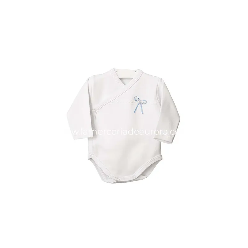 Body bebé Ceremonia Lazo manga larga Calamaro 3 m Blanco/Rosa