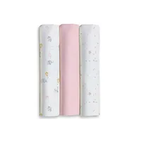 Pack de 3 gasas 80x80 elefantes y estrellas Rosa