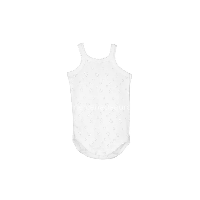 Body bebé tirantes calado corazones Calamaro 36 m Blanco